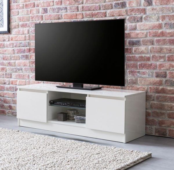 Meuble TV - Meuble TV - Eclairage LED - 120 cm de large - blanc - VDD World