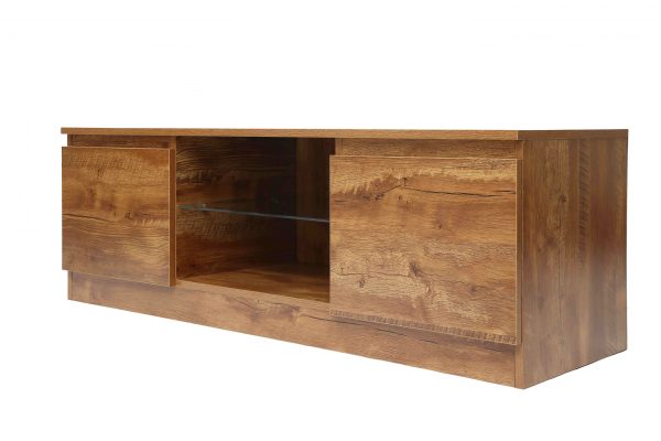 Buffet meuble TV - Meuble TV - largeur 120 cm - structure bois marron - VDD World