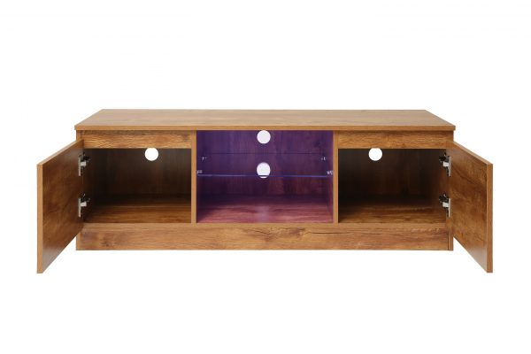 Buffet meuble TV - Meuble TV - largeur 120 cm - structure bois marron - VDD World