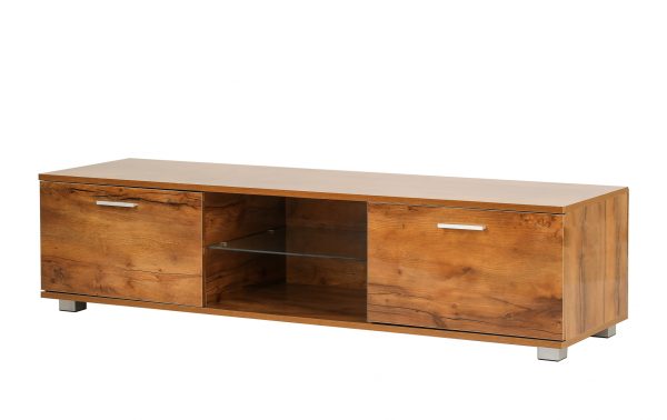 Meuble TV - buffet - éclairage LED - largeur 140 cm - structure bois marron - VDD World