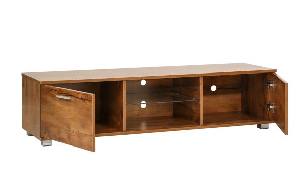 Meuble TV - buffet - éclairage LED - largeur 140 cm - structure bois marron - VDD World