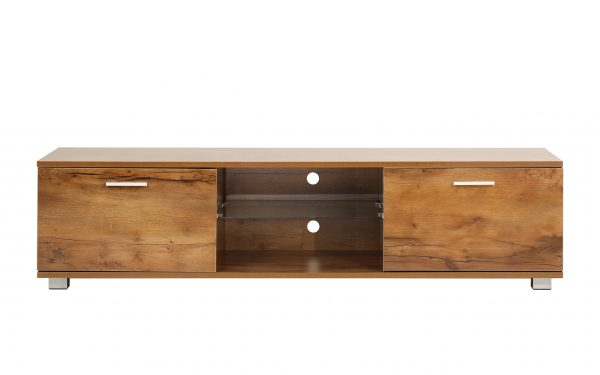 Meuble TV - buffet - éclairage LED - largeur 140 cm - structure bois marron - VDD World