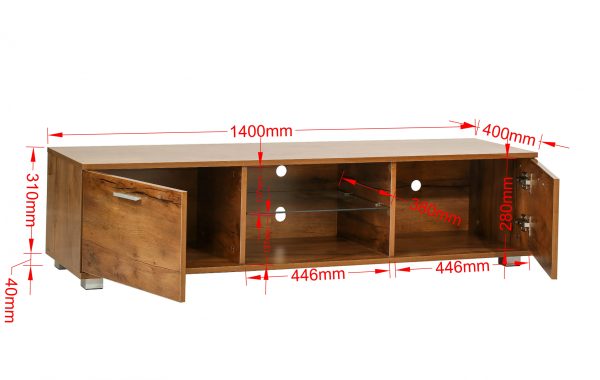 Meuble TV - buffet - éclairage LED - largeur 140 cm - structure bois marron - VDD World