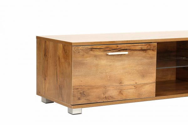 Meuble TV - buffet - éclairage LED - largeur 140 cm - structure bois marron - VDD World