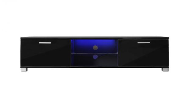 Meuble TV - buffet - éclairage LED - largeur 140 cm - noir - VDD World