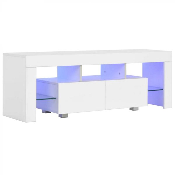 Meuble TV Hugo - avec éclairage LED - 140 cm de large - blanc - VDD World