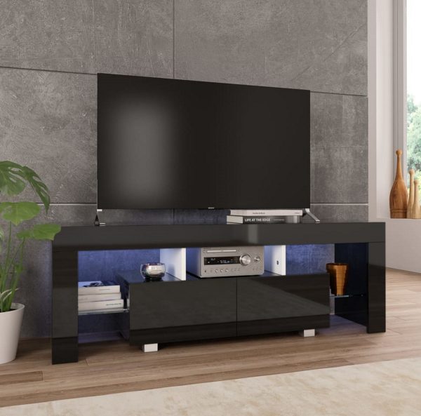 Meuble TV Hugo - avec éclairage Led - largeur 140 cm - noir - VDD World