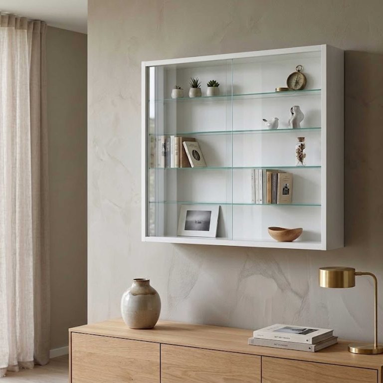 VDD Vitrine debout vitrine murale suspendue - portes coulissantes - 75 x 55 x 14 cm - image alternative