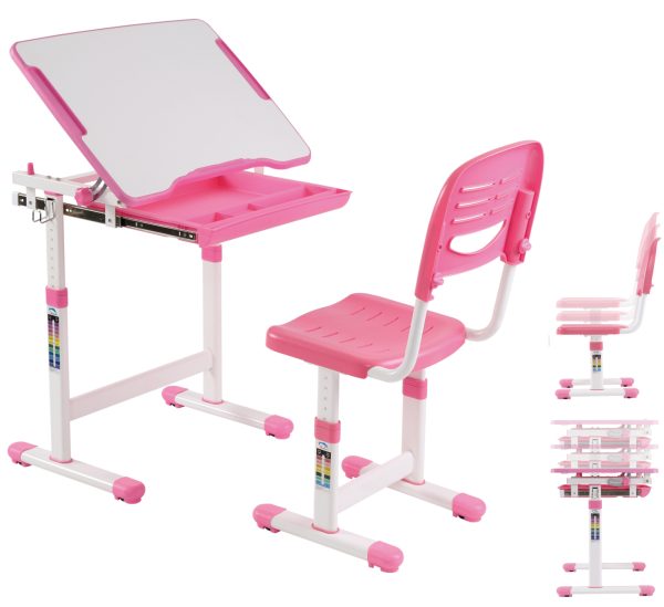 Bureau table à dessin pour enfants avec chaise de bureau - bureau d'école - VDD World