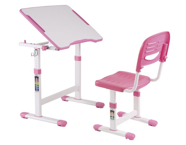 Bureau avec chaise de bureau fille - table à dessin - réglable en hauteur de manière ergonomique - VDD World