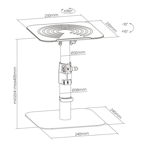 Support d'enceinte pour bureau ou - support d'enceinte - lot de 2 pièces - VDD World