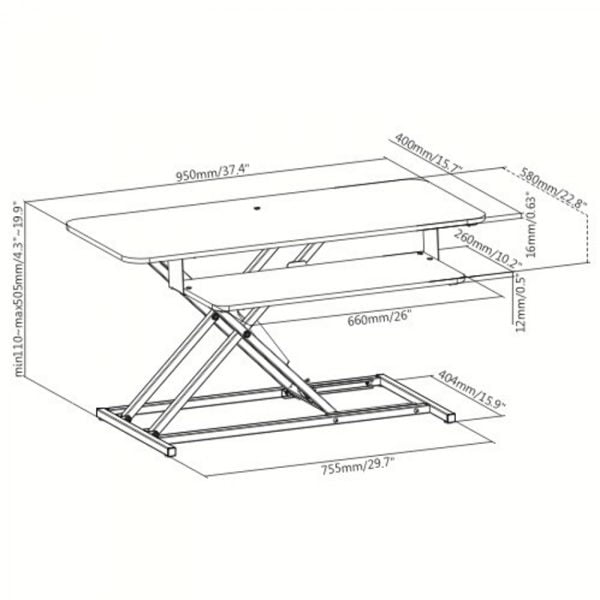 Rehausseur de bureau assis-debout ergonomique - 95 cm de large - VDD World