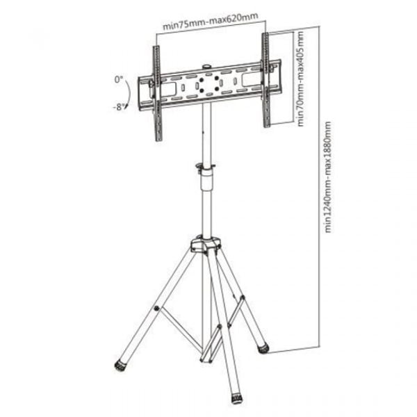 Meuble TV - Support TV - trépied - design industriel - réglable en hauteur jusqu'à 188 cm - VDD World