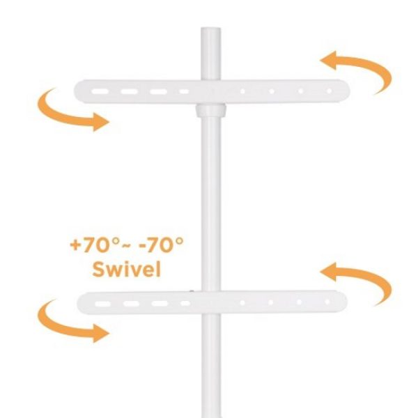 Support TV, forme chevalet de peintre - écran orientable - jusqu'à 65 pouces - Hêtre et blanc - VDD World