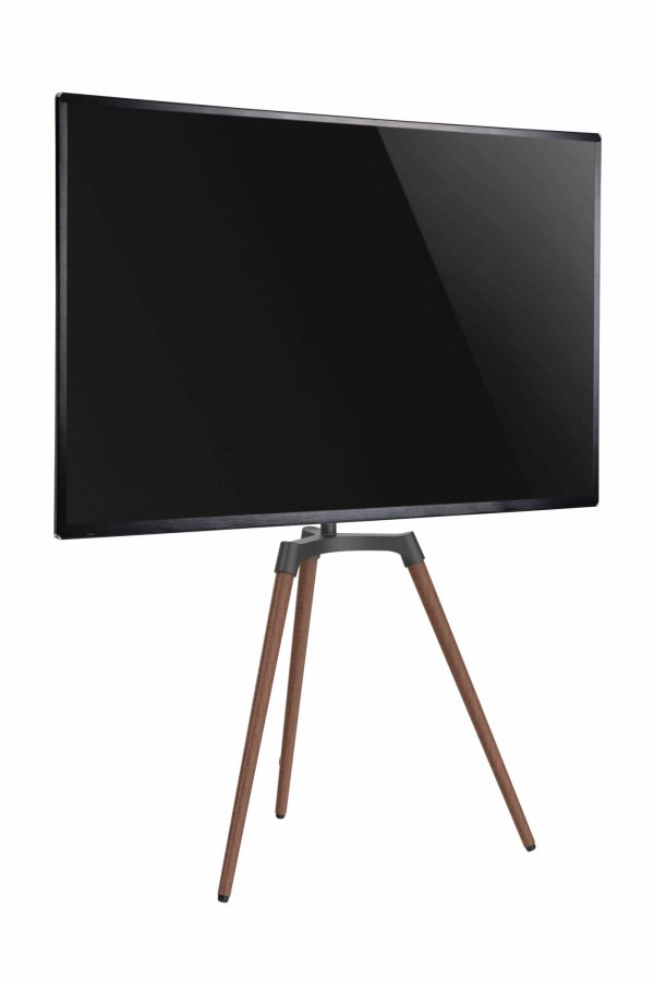 Support TV, forme chevalet de peintre - écran orientable - jusqu'à 65 pouces - marron et noir - VDD World