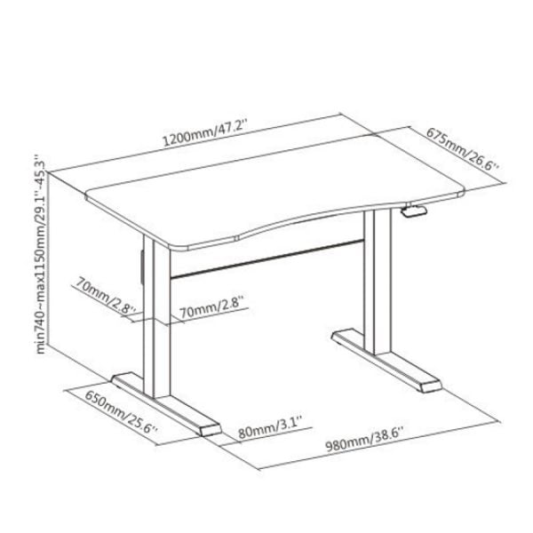 Support de bureau assis - table d'ordinateur portable - réglable en hauteur - 120 x 67,5 cm - VDD World