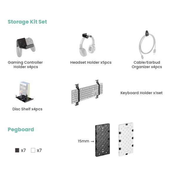 Système de stockage pour manettes de jeu, câbles de console, casque et jeux - VDD World