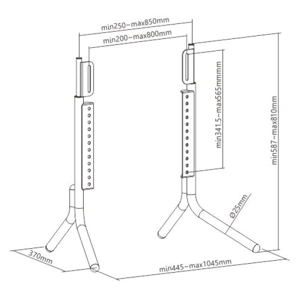 Bureau de table standard de moniteur de télévision - jusqu'à 70 pouces - VDD World