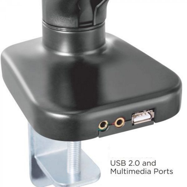Support de moniteur ressort à gaz - bras de moniteur - port USB 2.0 et multimédia - VDD World