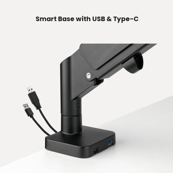 Support de moniteur ressort à gaz - bras de moniteur - usb 3.0 et type c - VDD World