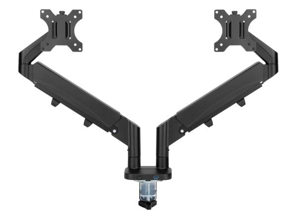 Support de moniteur 2 écrans ressort à gaz - bras de moniteur - usb 3.0 et type c - VDD World