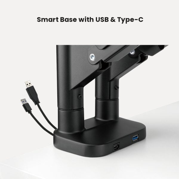 Support de moniteur 2 écrans ressort à gaz - bras de moniteur - usb 3.0 et type c - VDD World