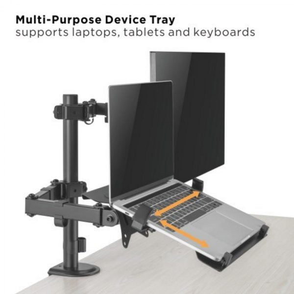 Bras de moniteur avec support pour ordinateur portable - réglable en hauteur - écran 17 - 32 pouces - VDD World