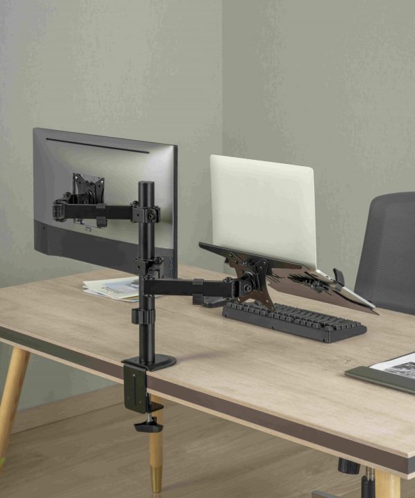 Bras de moniteur avec support pour ordinateur portable - réglable en hauteur - écran 17 - 32 pouces - VDD World