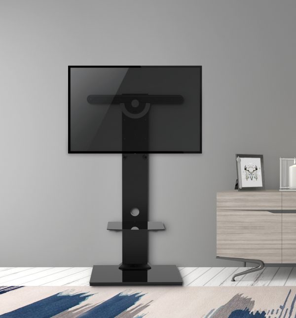 Meuble TV - Pied pour trépied TV - Bois avec verre - Réglable en hauteur jusqu'à 125 cm - VDD World