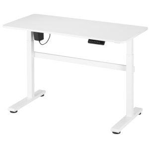 Bureau assis debout réglable électriquement en hauteur - 118 x 58 cm - blanc