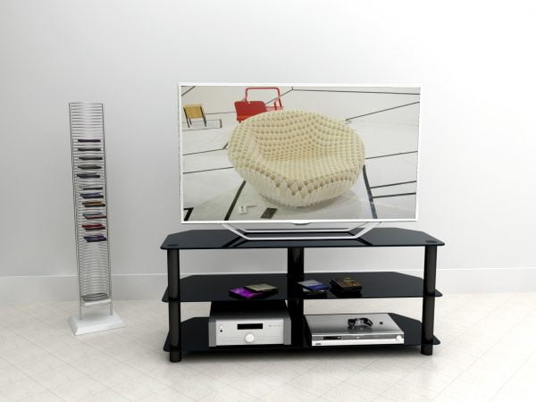 Meuble TV - Buffet TV - meuble audio - 90 cm de large - noir - VDD World