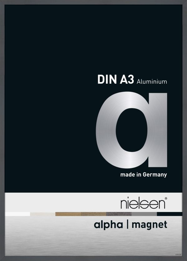 Chargeur frontal interchangeable Nielsen Alpha Magnet aluminium format A3 Brillant Gris foncé - VDD World