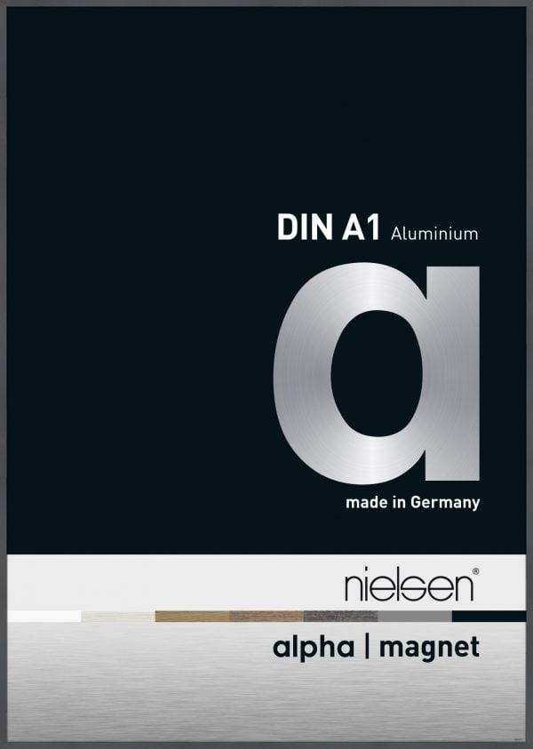 Chargeur frontal interchangeable Nielsen Alpha Magnet aluminium format A1 Brillant Gris foncé - VDD World