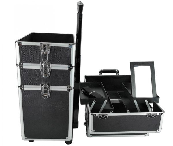 Valise de maquillage - 4 en 1 - Aluminium Noir - VDD World