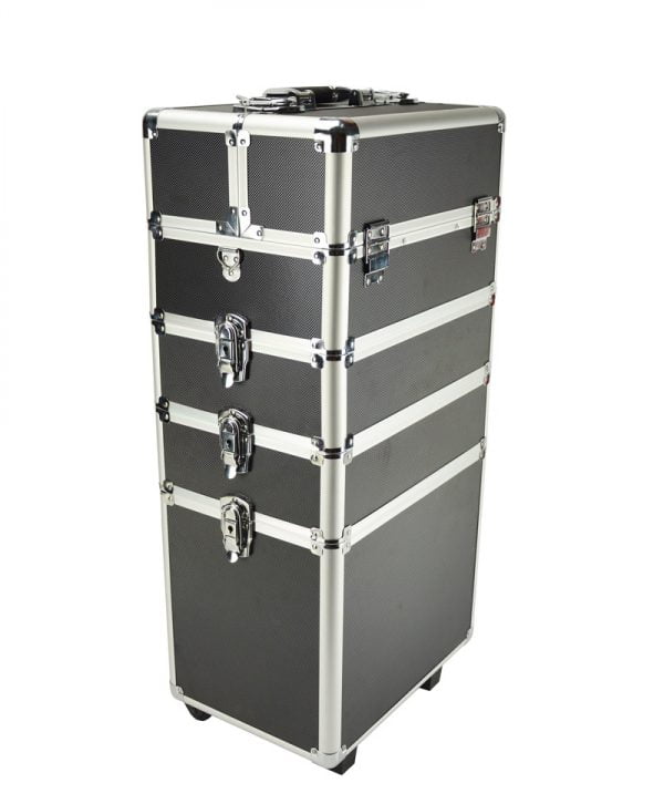 Valise de maquillage - 4 en 1 - Aluminium Noir - VDD World