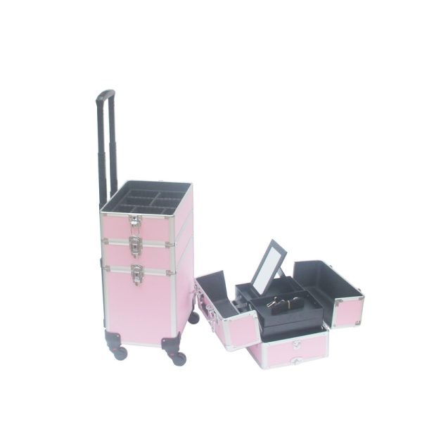 Maquillage Maquillage Valise Cosmétique Chariot Coiffure Beauty Case 4 en 1 Rose - VDD World