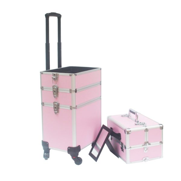 Maquillage Maquillage Valise Cosmétique Chariot Coiffure Beauty Case 4 en 1 Rose - VDD World