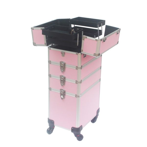 Maquillage Maquillage Valise Cosmétique Chariot Coiffure Beauty Case 4 en 1 Rose - VDD World