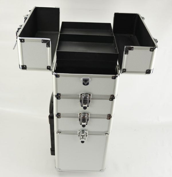 Maquillage Maquillage Valise Cosmétique Chariot Coiffure Beauty Case 4 en 1 Argent - VDD World