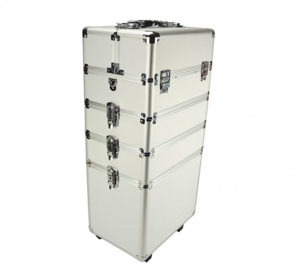 Maquillage Maquillage Valise Cosmétique Chariot Coiffure Beauty Case 4 en 1 Argent - VDD World