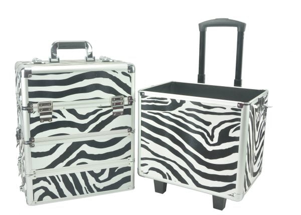 Maquillage Maquillage Valise Cosmétique Chariot Coiffure Beauty Case 4 en 1 Zèbre - VDD World