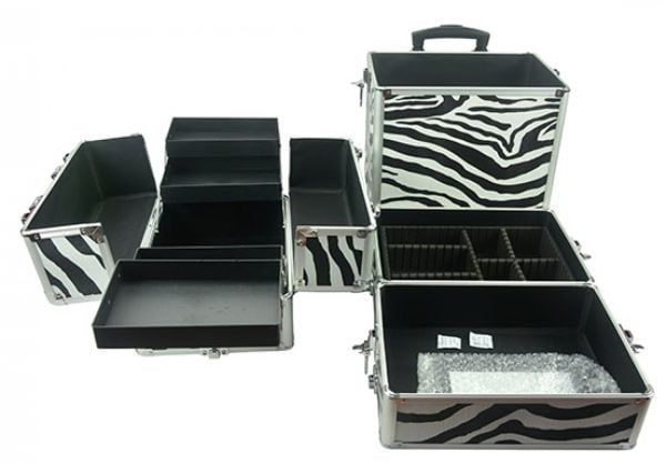 Maquillage Maquillage Valise Cosmétique Chariot Coiffure Beauty Case 4 en 1 Zèbre - VDD World