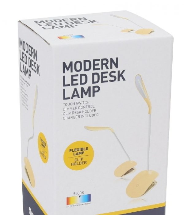 Lampe de bureau LED lampe de table lampe à pince flexible avec variateur tactile (jaune) - VDD World