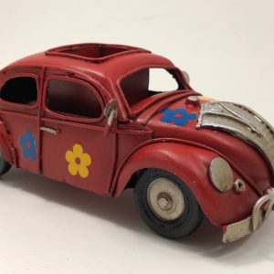 Beetle voiture métal avec petit bac de rangement plumier rouge