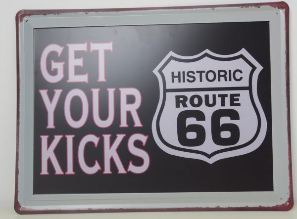 Plaque murale en métal Route 66 Get your Kicks - VDD World