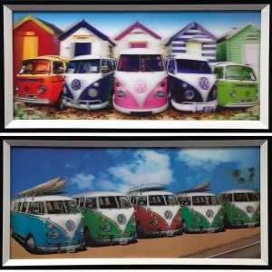 VW volkswagen rétro vintage bus peinture holographique 3D SET de 2 pièces