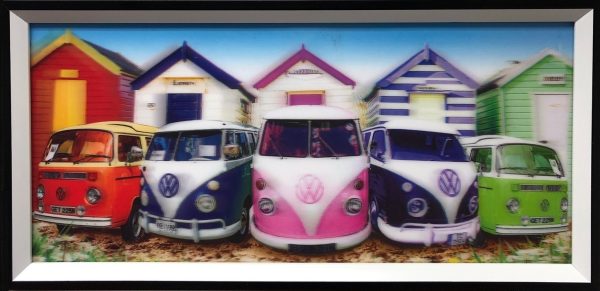 VW volkswagen rétro vintage bus peinture holographique 3D SET de 2 pièces - VDD World