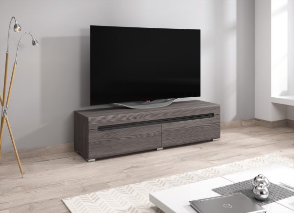 Meuble TV Meuble TV design Taylor 140 cm structure bois gris foncé - VDD World