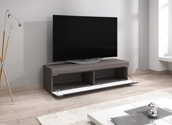 Meuble TV Meuble TV design Taylor 140 cm structure bois gris foncé - VDD World