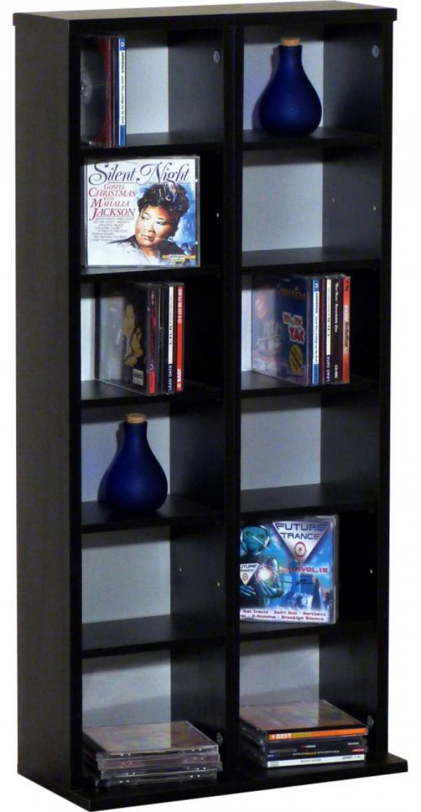 CD DVD armoire compartiment armoire placard Milano noir - VDD World